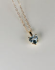 Heart Shape Aquamarine Necklace 14k Solid Gold