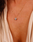 Heart Shape Aquamarine Necklace 14k Solid Gold