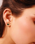 Heart Emerald Earrings 14k Solid Gold, Heart Emerald Stud Earrings, Heart Shaped Green Gemstone Earrings, May Birthstone Jewelry Gift