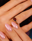 Pink Tourmaline Engagement Ring 14k Gold: East West Oval Bezel Tourmaline Ring