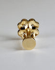 Four Leaf Clover Cz Flat Back Stud 14k Solid Gold, Luck Symbol Stack Earring