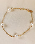 Dainty Pearl Chain Bracelets Gold Filled, Freshwater Pearl Bracelet, Bridal Chain Bracelet, Dainty Bracelet, Bridal Gift