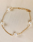 Dainty Pearl Chain Bracelets Gold Filled, Freshwater Pearl Bracelet
