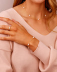 Dainty Pearl Chain Bracelets Gold Filled, Freshwater Pearl Bracelet, Bridal Chain Bracelet, Dainty Bracelet, Bridal Gift