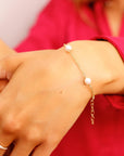 Dainty Pearl Chain Bracelets Gold Filled, Freshwater Pearl Bracelet, Bridal Chain Bracelet, Dainty Bracelet, Bridal Gift