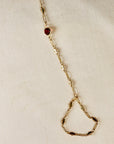 Gold Slave Bracelet, Garnet Hand Chain Bracelet