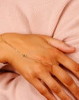 Dainty Gold Slave Bracelet, Peridot Hand Chain Bracelet - Melt'm Jewelry
