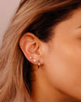 Cz Square Flat Back Earrings 14k Solid Gold, Internally Threaded Earrings (SINGLE or PAIR)