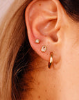 Cz Square Flat Back Earrings 14k Solid Gold, Internally Threaded Earrings (SINGLE or PAIR)