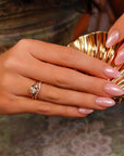 East West Aquamarine Ring 14k Solid Gold - Melt'm Jewelry