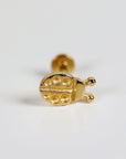 Ladybug Flat Back Earrings 14k Solid Gold, Lady Bird Stack Earrings, Internally Threaded Earrings, Tragus Stud Piercing, Gift for Her