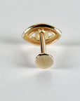 Evil Eye Flat Back Earrings 14k Solid Gold, Luck Symbol Stack Earrings