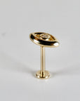 Evil Eye Flat Back Earrings 14k Solid Gold, Luck Symbol Stack Earrings - Melt'm Jewelry