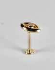 Evil Eye Flat Back Earrings 14k Solid Gold, Luck Symbol Stack Earrings