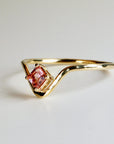 Princess Cut Pink Tourmaline Ring V Band in 14k Gold