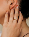 Princess Cut Pink Tourmaline Ring V Band in 14k Gold