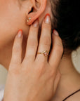 Princess Cut Pink Tourmaline Ring V Band in 14k Gold