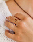 Princess Cut Pink Tourmaline Ring V Band in 14k Gold