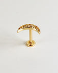 Crescent Moon Flat Back Earring 14k Solid Gold