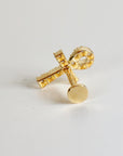 Ankh Flat Back Cartilage Earrings 14k Solid Gold, Internally Threaded Flat Back Earrings, Ankh Cross Studs, Mother's Day Gift