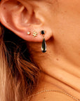 Four Leaf Clover Flat Back Stud 14k Solid Gold, Luck Symbol Stack Earrings