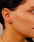 CZ Diamond Pizza Slice Flat Back Earrings 14k Solid Gold 8mm (SINGLE or PAIR)