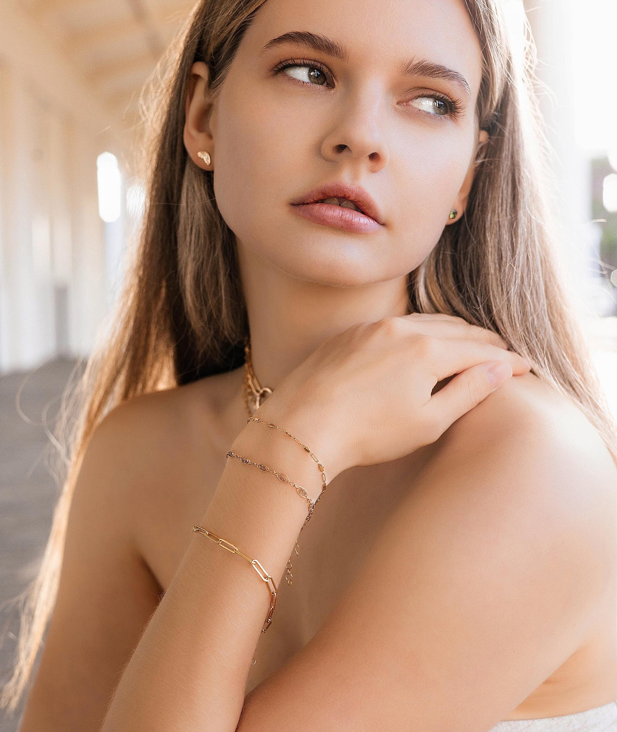 Gold Chain Bracelet, Gold Filled Minimalist Chain Bracelet, Layering Bracelet, Statement Bracelet, Jewelry Gift For Mom