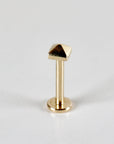 Teeny Tiny Pyramid Flat Back Earrings 14k Solid Gold, Internally Threaded Ear piercings