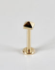 Teeny Tiny Pyramid Flat Back Earrings 14k Solid Gold, Internally Threaded Ear piercings