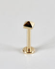 Teeny Tiny Pyramid Flat Back Earrings 14k Solid Gold, Internally Threaded Ear piercings