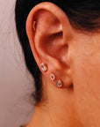 Pear CZ Bezel Set Flat Back Earrings 14k Solid Gold (single or pair)