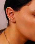 Pear CZ Bezel Set Flat Back Earrings 14k Solid Gold (single or pair)