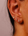 Pear CZ Bezel Set Flat Back Earrings 14k Solid Gold (single or pair)