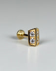 two clear cubic zirconia simulated diamond stone Earring. The earring is designed for a cartilage piercing.