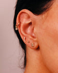 14k Solid Gold Earring Charm For Hoops, 14k Gold Cz Bezel Charm