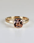 Cushion Cut Rose de France Amethyst Ring 10k Gold, Bezel Set Solitaire Engagement Ring