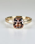 Cushion Cut Rose de France Amethyst Ring 10k Gold, Bezel Set Solitaire Engagement Ring