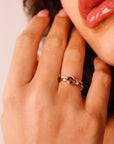 Round Red Ruby Ring 14k Solid Gold