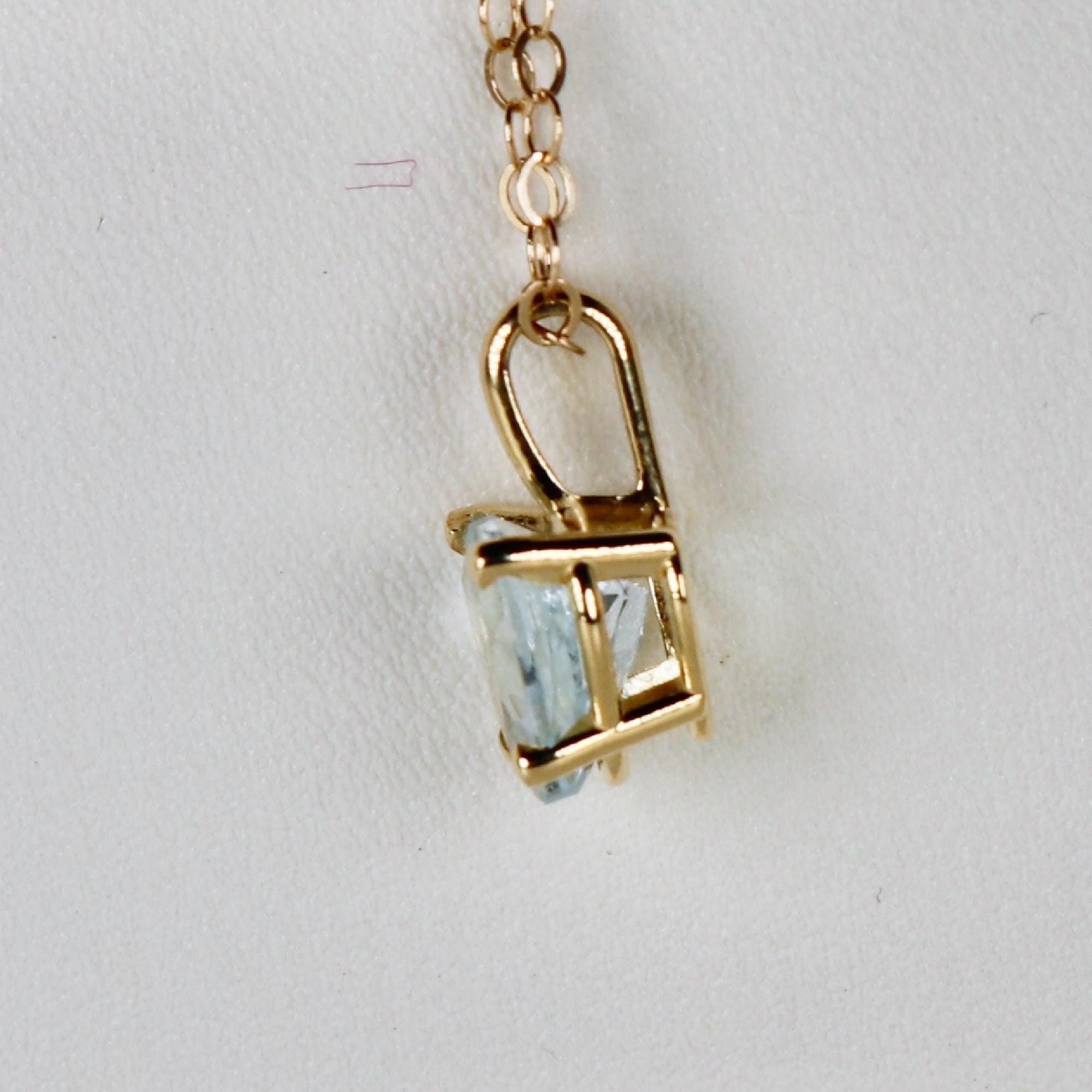 Aquamarine Necklace 14k Solid Gold, Heart Shape Aquamarine Pendant Necklace, March Birthstone Necklace, Mother's Day Gift for New Mom