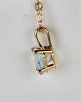 Heart Shape Aquamarine Necklace 14k Solid Gold