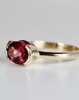 Pink Tourmaline Engagement Ring 14k Gold, East West Oval Bezel Pink Tourmaline Ring, Handmade Half Bezel Solitaire Ring, Statement Jewelry