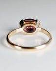 Pink Tourmaline Engagement Ring 14k Gold, East West Oval Bezel Pink Tourmaline Ring, Handmade Half Bezel Solitaire Ring, Statement Jewelry