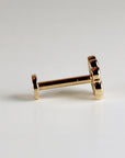 Four Leaf Clover Cz Flat Back Stud 14k Solid Gold, Luck Symbol Stack Earring