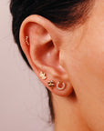 3 Marquise Crown Earring 14k Solid Gold, Marquise Curved Flat Back Earring - Melt'm Jewelry