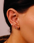 Emerald Cut CZ Diamond Bezel Set Earring 14k Solid Gold, Flat Back Internally Threaded (SINGLE)