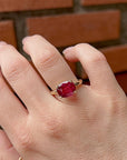 5.2 ct Weight Cushion Cut Lab Grown Ruby Ring 14k Gold, East West Ruby Ring, Minimalist Solitaire Ring, Thick Band Ring, Anniversary Gift
