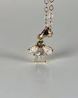 14K Solid Gold Salt and Pepper Diamond Cluster Necklace with Pear Moissanites - Melt'm Jewelry