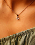 14K Solid Gold Salt and Pepper Diamond Cluster Necklace with Pear Moissanites