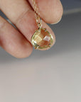 Lemon Topaz Necklace 14k Solid Gold, Minimalist Rose Cut Yellow Lemon Topaz Pendant Necklace, Mother's Day Gift for New Mom