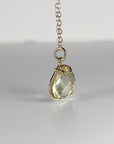 Lemon Topaz Necklace 14k Solid Gold, Minimalist Rose Cut Yellow Lemon Topaz Pendant Necklace, Mother's Day Gift for New Mom